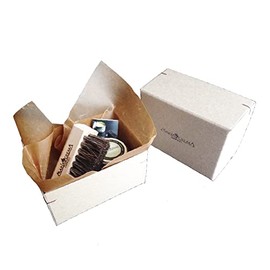 MARIACREMA Shoe Care Set, Small Size, Beechwood Horse Hair Brush in Kraft Box, cream