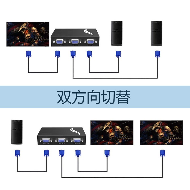 ES-Tune VGA Switcher, Bidirectional Switcher, 2 Input, 1 Output, 1