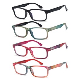 EYEURL 4 Pack Reading Glasses for Women Stylish Blue Light Blocking Computer Glasses Square Readers for Women Lightweight Eyeglasses With Spring Hinge Anti Glare UV Ray Filter reader glasses,1.5