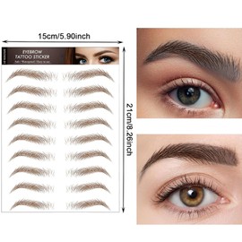 AWAVM 7 Blätter 4D Haarähnliche Wasserdichte Augenbrauen Tätowierungen Aufkleber Augenbrauen Transfer Aufkleber Pflege Formung Aufkleber im Bogenstil für Frauen, 77 Paare (Brown-01)