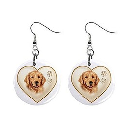 Golden Retriever Lab Heart Pet Lover Jewelry Button Earrings 12977540
