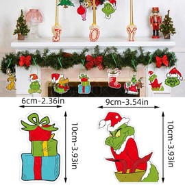 JIMCOM 30Pcs Grinch Christmas Tree Ornament, Christmas Tree Decorations Grinch Pendants for Hanging on Xmas Tree, Christmas Decor Indoor Home Party Gifts