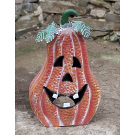 Metal Pumpkin Jack-O-Lantern Candle Holder Decorations (Tall)