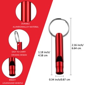 Weewooday 12 Pieces Emergency Whistle with Keychain Aluminum Emergency Survival Whistles Loud Sound Safety for Camping Hiking Boating Hunting Outdoors Sports Pets Training(Red)