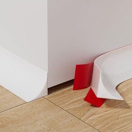 39.2' Flexible Quarter Round Molding, Peel and Stick Shoe Molding Baseboard,Selfadhesive Corner Trim for Wall Floor Edge, Bendable Rubber Trim for Stair,Countertop,Backsplash, Bathroom Bathtub (White)