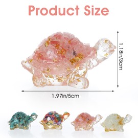 4Pcs Crystal Turtle Figurine Set Handmade Mini Sea Turtle Resin Decor Lucky Turtles divination Decor for Home Office Fish Tank Colorful Healing Crystal Animal Statue for Desk Shelf or Meditation Space