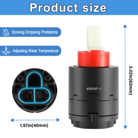 40PHF-1 40mm Pressure Balance Cartridge,Shower Cartridge Replacemen,Compatible With Shower Faucet for Shower Valve, Product Height 3.22 in (82mm) Width 1.57 in (40 mm)