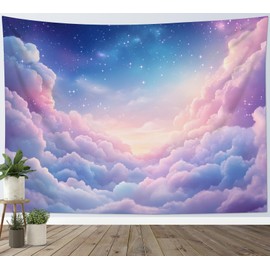 SCECALA Fantasy Pink Cloud Tapestry Purple Pink Pastel Clouds Sky Wall Art Tapestry Nature Landscape Wall Hanging for Bedroom Living Room College Dorm Photography Party Home Decor 60x40 Inch
