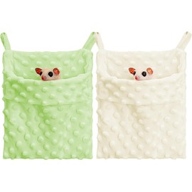 Meow&Woof Sugar Glider Bonding Pouch Carrier Bag Sling Sleep Bag with Adjustable Strap for Gliders Ferret Rat Hedgehog Hamster Small Pets Green & Beige