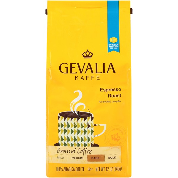 Gevalia Espresso Dark Roast Ground Coffee (12 oz Bag)