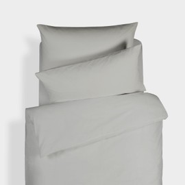 Plain Dyed Cotton Percal Grey 200TC Flat Sheet 180 x 280 cm