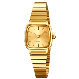 BESTKANG Women's Quartz Watches Ultra-Thin Wrist Watches Small Dial Stainless Steel Strap Easy to Read Square Watche for Women (Gold)