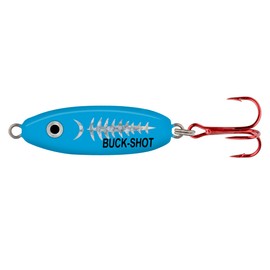 Northland Fishing Tackle Buck-Shot Ice Fishing Rattle Spoon, Super-Glo Exo Blue, 1/4 Oz, 1/Cd