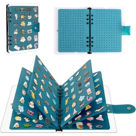 8Pages Pin Collection Album, Pins Collection Storage Organizer Book with Travel Bag, PVC Cover Pin Organizer Pin Collection Display for Pins, Brooches, Badges Storage and Presentation(Blue)