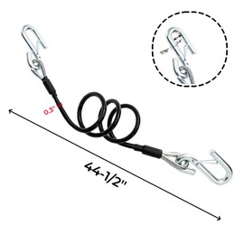 Eorbow 2 Packs 44-1/2'' Trailer Safety Cables, Vinyl-Coated Coiled Towing Chain, 7/16'' Snap Hooks with Latch for Boat, 5,000 lbs Break Strength