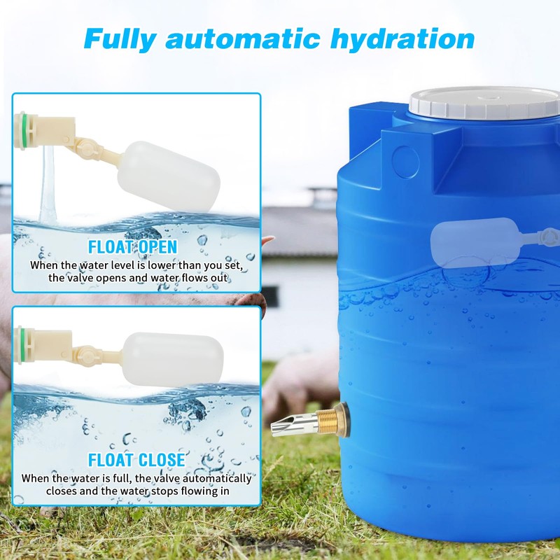 Pig Nipple Waterer, 4-Port Pig Waterer Kit with Float Valve