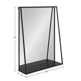 Kate and Laurel Lintz Modern Mirror with Storage Shelf, 18" x 24", Black