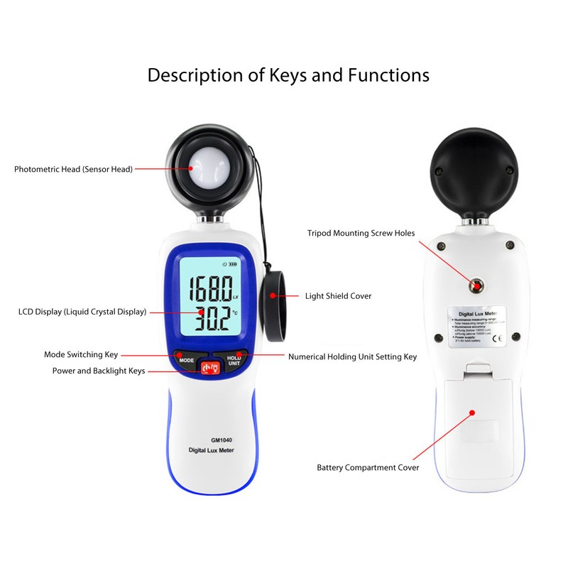 Digital Illuminance Meter High Accuracy Multifunctional Digital Light Meter for