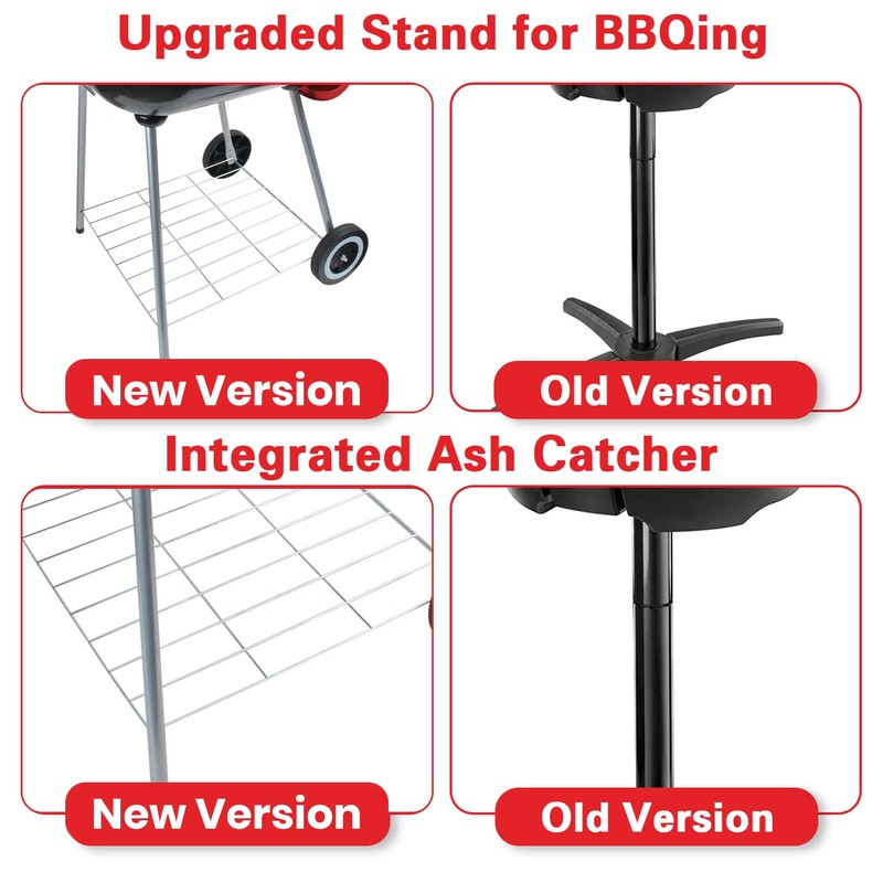 Alpine Cuisine 22x25 Inch Portable Charcoal BBQ Grill with Wheels,