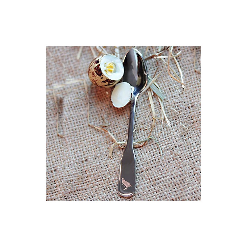 Quail Egg Spoon with Engraving - Quail Eggs - Small
