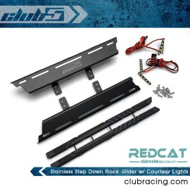 Club 5 Racing Stainless Step Down Rock-Slider w/ Courtesy Lights for Redcat GEN8