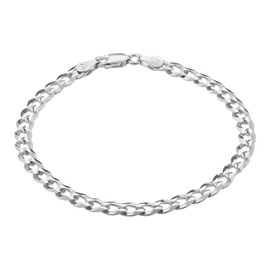 KISPER Solid 925 Sterling Silver Italian 5mm Solid Diamond-Cut Cuban Link Curb Chain Bracelet for Men & Women - Made in Italy, 6.5"