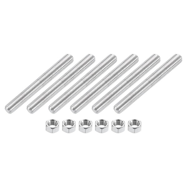 uxcell 3/8"-16 Fully All Threaded Rod, 6 Pcs 304 Stainless