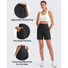 G4Free High Waisted Shorts Womens Black Athletic Running Summer Hiking Shorts with Pockets Lightweight Casual Summer Shorts(Black,L)
