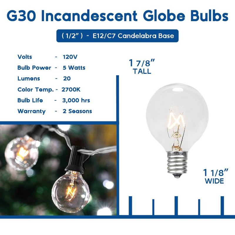 Novelty Lights 25 Pack G30 Outdoor Globe Replacement Bulbs, Purple,