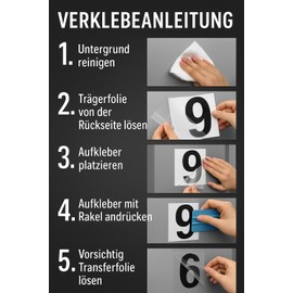 Number Stickers, Height 20 cm, Wheelie Bin Sticker, Desire Sticker, House Number, Letterbox, Numbers for Sticking, Outdoor, Weatherproof, Colour Black (Black, 7)