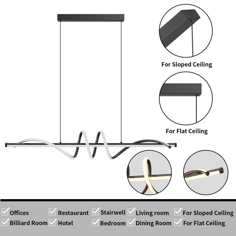 Zihoi Modern LED Pendant Lights, Ceiling Chandelier Dimmable with Remote