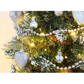 Christmas mini Baubles - silver - Christmas Tree Decorations set of 20 (2.5 cm) combination of Shiny,Matt and Glitter. Comes complete with a colour matched silver hanging thread.