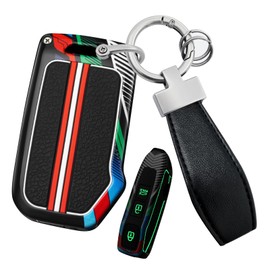 ontto luminous car key fob cover fit for KIA Ceed 2023 CD Forte 2018 2019 2021 Cerato K3 Gt Seltos Sportage 2020 Sorento flip key holder Metal Shell case keyring keychain Accessories 3 buttons Black 2