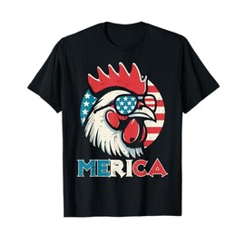 4th Of July Chicken Merica USA Flag Patriot Men Women Kids T-Shirt