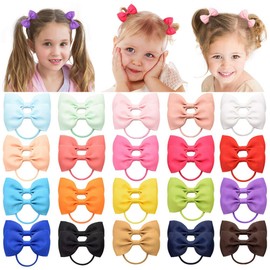 40 Pieces 2.75" Baby Girls Hair Bows Tie Grosgrain Ribbon Bows Rubber Band Ribbon Hair bands For Girl Teens Kids Babies Toddlers (20 Pair 023)