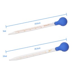FSSTUD 2 Pcs 5ml 10ml Glass Graduated Dropper Lab Liquid Transfer Dropping Pipettes Rubber Head Droppers Straight Tip Dropper Pipettes Essential Oil Pipettes with Clean Brush