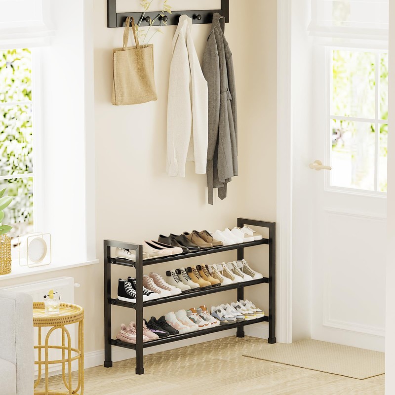 Mavivegue 19“- 43” Adjustable Shoe Rack, 3 Adjustable Length, 3