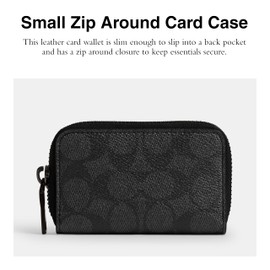 Coach Men's Small Zip Around Card Case, Charcoal, One Size
