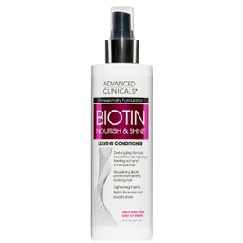 Advanced Clinicals Hair Spray Thicken & Shine Leave In Treatment, Nourishing Detangling Formula for Fine, Damaged, or Frizz Prone Hair, Supports Scalp Health for Strong Thick Hair, 8 Fl Oz