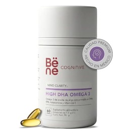 Omega 3 Vegano 60 Cápsulas - High DHA 1000mg + EPA 250mg de Microalga Omegavie® - Omega con Vitamina E y Astaxantina - Línea Cognitive MIND CLARITY - 