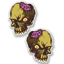 2 x 10cm Zombie Skull Vinyl Sticker Bike Laptop Car Motorbike Helmet Quad #5019 (8cm Wide x 10cm Tall)