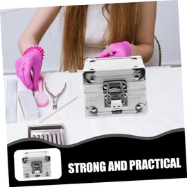 FOMIYES Nail Art Storage Box Nail Art Tools Drill Bit Holder Nail Art Salon Goods Nail Grinding Heads Case Grinding Head Finishing Case Nail Drill Bits Container Silver Zinc Alloy