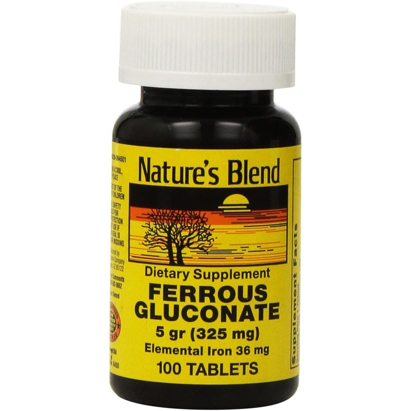 Nature's Blend Ferrous Gluconate 5 gr (324 mg), 100 count