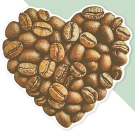 Extra Large 460mm 'Coffee Bean Heart' Permanent Sticker Decal for Cars/Windows/Bins/Walls (DW00136119)