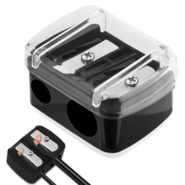 PAVIKE Eyeliner Sharpener, Black Eyebrow Pencil Sharpener, Eyebrow Pencil Sharpener, Pencil Sharpener, Mini 2 Hole Design, Portable Auxiliary Tool, Portable Aid for Beginners and Professionals