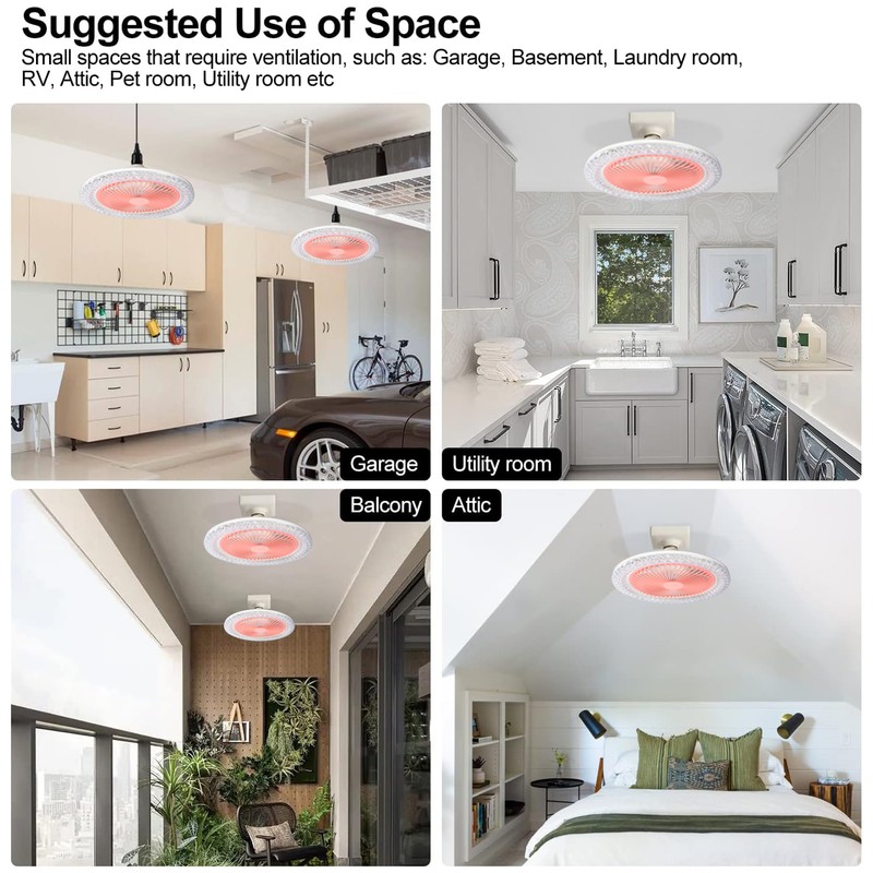 Enclosed Ceiling Fan with Light and Remote Adjustable Timing Mini