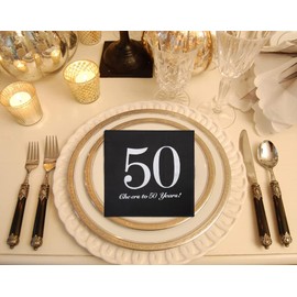 50th Birthday Napkins 50th Birthday Cocktail Napkins Beverage Napkins for Men and Women Wedding Anniversary Party Decorations 40pcs, Silver