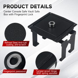 Kolasina Center Console Safe Vault Safe Box with Fingerprint Lock Compatible with Jeep Wrangler JL 2018-Current