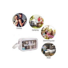 Amso Cosmetic Bag ,Make up Bag for Home & Travel , Toiletry Bag for Cosmetics , Brushes , Accessories , PVC Waterproof Zippered Cosmetic Bag, Portable Carry Pouch (White), White, M, Travel Accessories
