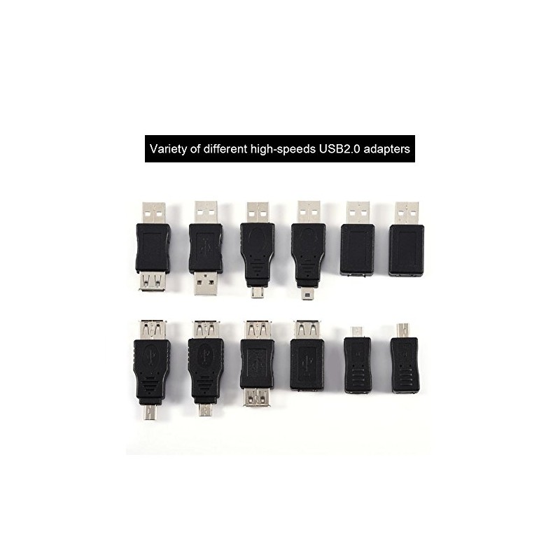 Fosa Pack of 12 Pcs Múltiples adaptadores USB 2.0 Convertidores